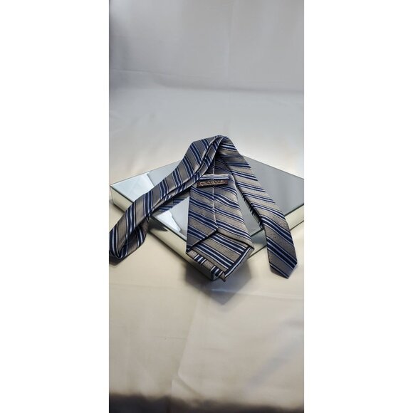 Jos. A. Bank Signature Collection Necktie Men's Silk Blue Gray Striped Tie - Picture 8 of 10